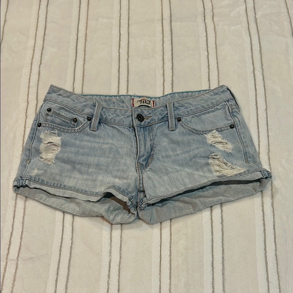 Vintage Blue Jean Shorts Distressed Frayed Hem